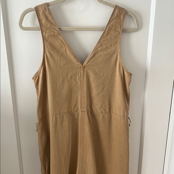 OLD NAVY butter toffee Tan Sleeveless Button-Down wide leg Jumpsuit lagenlook M - Picture 7 of 13